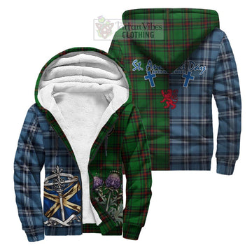 Orrock Tartan Sherpa Hoodie Happy St. Andrew's Day Half Tartan Style Unisex S - Tartan Vibes Clothing