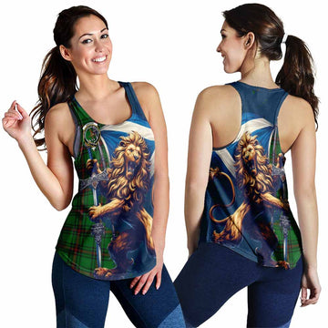 Orrock Tartan Family Crest Women's Racerback Tanks with Scottish Majestic Lion 4XL - Tartan Vibes Clothing