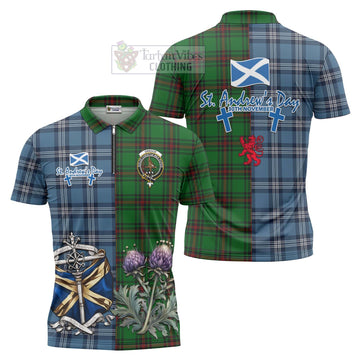 Orrock Tartan Zipper Polo Shirt Happy St. Andrew's Day Half Tartan Style Unisex - Tartan Vibes Clothing