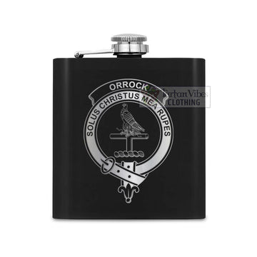Orrock Crest Hip Flask Set 7oz Black Stainless Steel with A Gift Box One Size 7oz - 2D-tartanvibesclothing