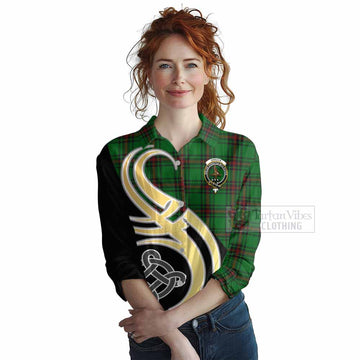 Orrock Tartan Women's Casual Shirt with Family Crest and Celtic Symbol Style Female - Tartan Vibes Clothing