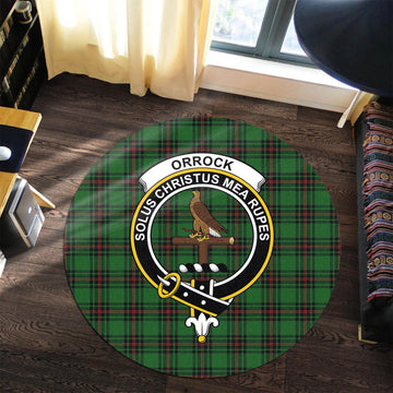 Orrock Tartan Round Rug with Family Crest Premium Round Rug - Tartan Vibes Clothing