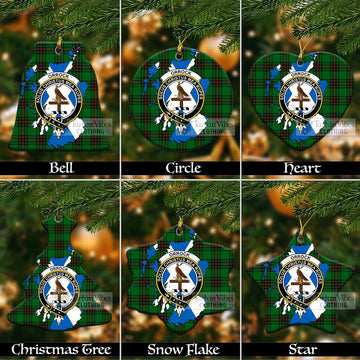 Orrock Tartan Christmas Ceramic Ornaments with Family Crest and Scotland Map Ceramic - Tartan Vibes Clothing