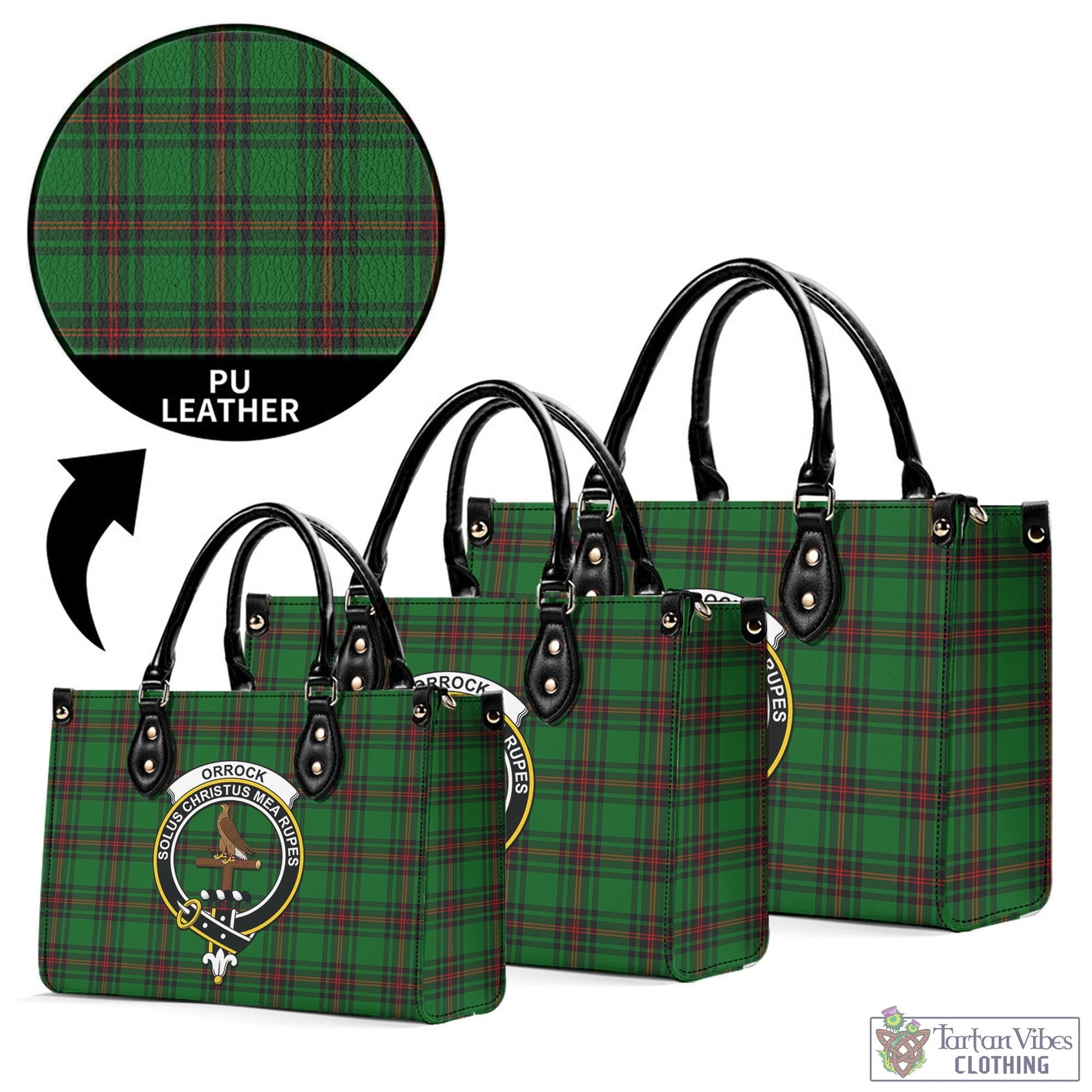 Orrock Tartan Luxury Leather Handbags with Family Crest L - Tartan Vibes Clothing