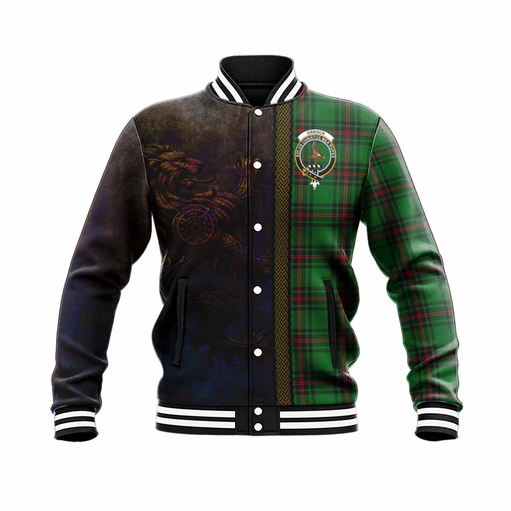 Orrock Tartan Family Crest Baseball Jacket Alba Gu Brath Be Brave Lion Ancient Style Unisex - Tartan Vibes Clothing