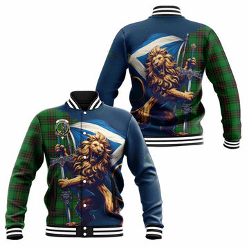Orrock Tartan Family Crest Baseball Jacket with Scottish Majestic Lion Unisex - Tartan Vibes Clothing