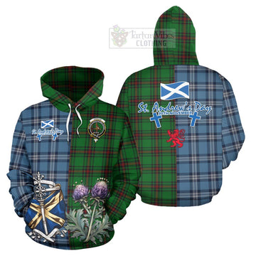 Orrock Tartan Hoodie Happy St. Andrew's Day Half Tartan Style Zip Hoodie - Tartan Vibes Clothing