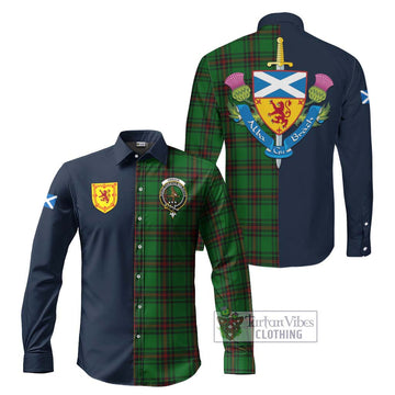 Orrock Tartan Long Sleeve Button Shirt Alba with Scottish Lion Royal Arm Half Style Men's Shirt S - Tartan Vibes Clothing