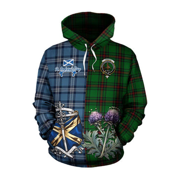 Orrock Tartan Cotton Hoodie Happy St. Andrew's Day Half Tartan Style Pullover Hoodie XS - Tartan Vibes Clothing
