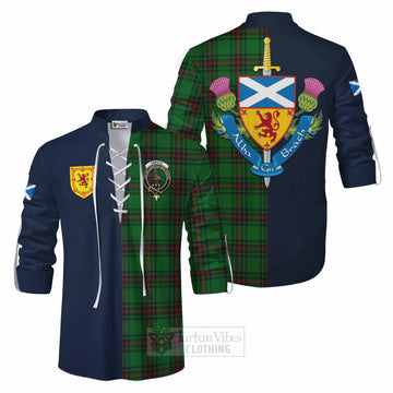 Orrock Tartan Ghillie Kilt Shirt Alba with Scottish Lion Royal Arm Half Style Men - Tartan Vibes Clothing