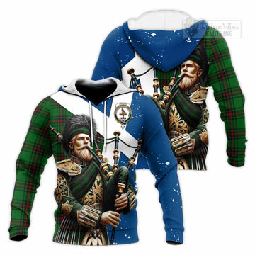 Orrock Tartan Knitted Hoodie with Family Crest Scottish Bagpiper Vibes Unisex Knitted Pullover Hoodie - Tartan Vibes Clothing