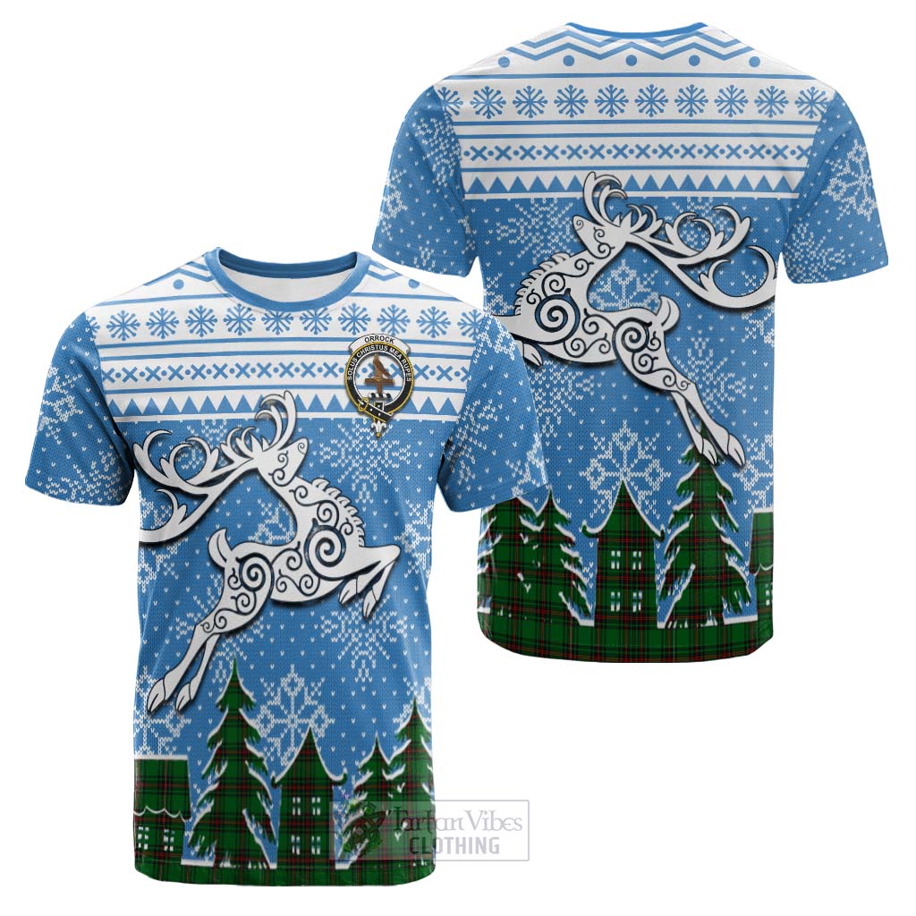 Orrock Clan Christmas Cotton T-shirt Celtic Reindeer Style Kid's Shirt - Tartan Vibes Clothing
