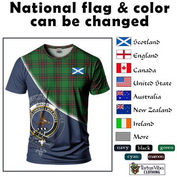 Orrock Tartan T-Shirt with Personalised National Flag and Family Crest Half Style - Tartan Vibes Clothing