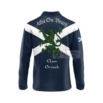 Orrock Tartan Lion Rampant Long Sleeve Polo Shirt Proudly Display Your Heritage with Alba Gu Brath and Clan Name - Tartan Vibes Clothing