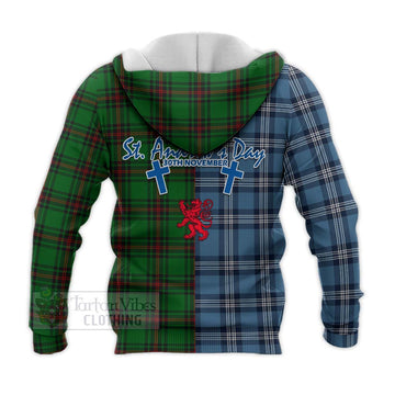 Orrock Tartan Knitted Hoodie Happy St. Andrew's Day Half Tartan Style - Tartan Vibes Clothing