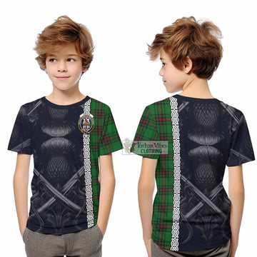 Orrock Tartan Kid T-Shirt with Family Crest Cross Sword Thistle Celtic Vibes - Tartan Vibes Clothing