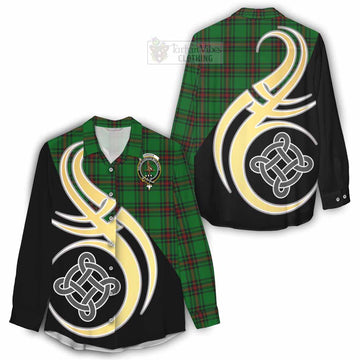 Orrock Tartan Women's Casual Shirt with Family Crest and Celtic Symbol Style - Tartan Vibes Clothing