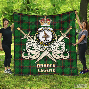 Orrock Tartan Quilt with Clan Crest and the Golden Sword of Courageous Legacy - Tartan Vibes Clothing