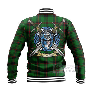 Orrock Tartan Baseball Jacket with Family Crest Celtic Skull Style - Tartan Vibes Clothing