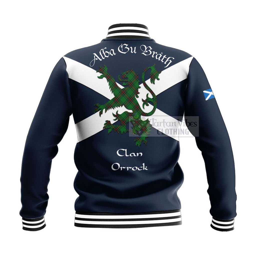 Orrock Tartan Lion Rampant Baseball Jacket Proudly Display Your Heritage with Alba Gu Brath and Clan Name - Tartan Vibes Clothing
