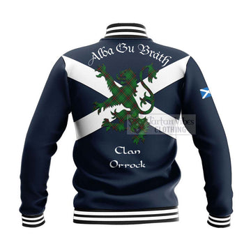 Orrock Tartan Lion Rampant Baseball Jacket Proudly Display Your Heritage with Alba Gu Brath and Clan Name - Tartan Vibes Clothing