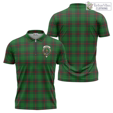 Orrock Tartan Zipper Polo Shirt with Family Crest - Tartan Vibes Clothing