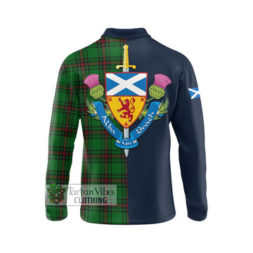 Orrock Tartan Long Sleeve Polo Shirt Alba with Scottish Lion Royal Arm Half Style - Tartan Vibes Clothing
