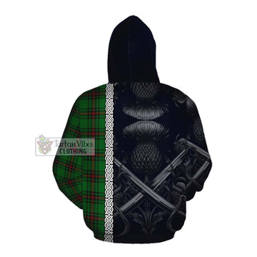 Orrock Tartan Cotton Hoodie with Family Crest Cross Sword Thistle Celtic Vibes Pullover Hoodie - Tartan Vibes Clothing