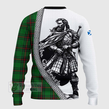 Orrock Tartan Clan Crest Knitted Sweater with Highlander Warrior Celtic Style - Tartan Vibes Clothing