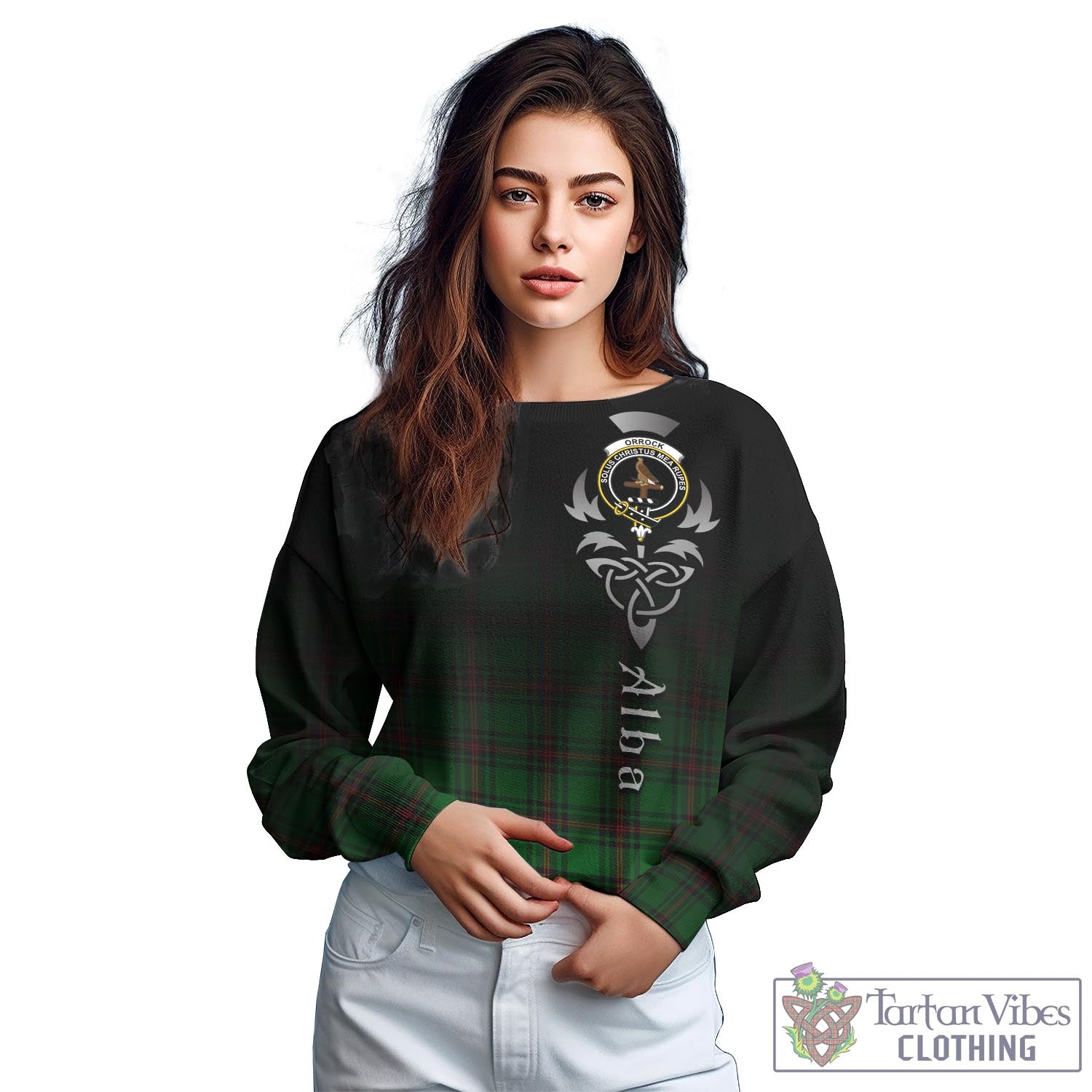 Orrock Tartan Sweatshirt Featuring Alba Gu Brath Family Crest Celtic Inspired - Tartan Vibes Clothing