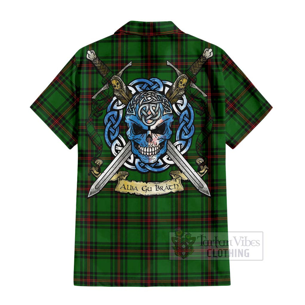 Orrock Tartan Hawaiian Shirt with Family Crest Celtic Skull Style - Tartan Vibes Clothing