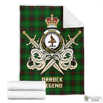 Orrock Tartan Blanket with Clan Crest and the Golden Sword of Courageous Legacy
