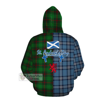 Orrock Tartan Cotton Hoodie Happy St. Andrew's Day Half Tartan Style Pullover Hoodie - Tartan Vibes Clothing