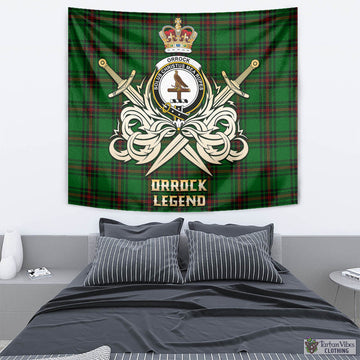 Orrock Tartan Tapestry with Clan Crest and the Golden Sword of Courageous Legacy - Tartan Vibes Clothing