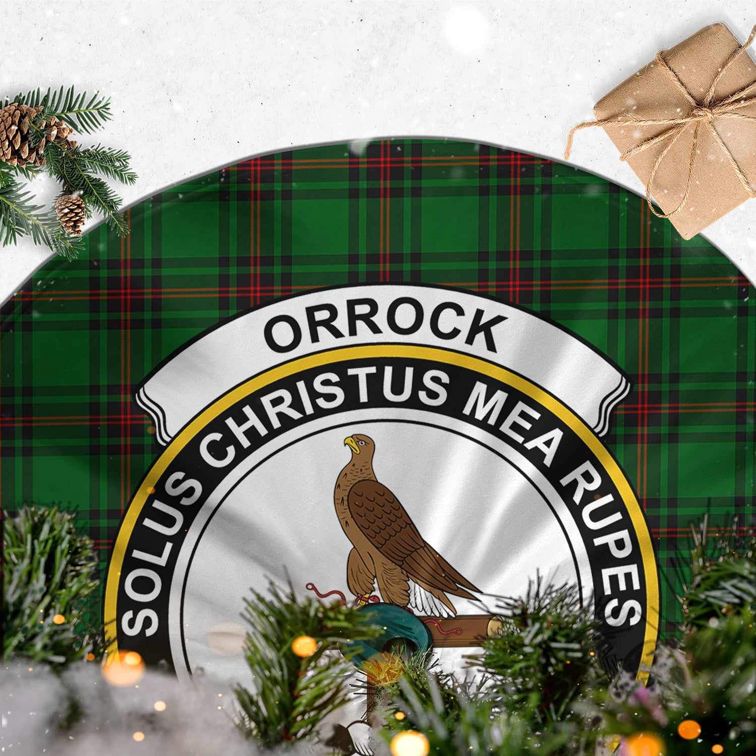 Orrock Tartan Christmas Tree Skirt with Family Crest - Tartan Vibes Clothing