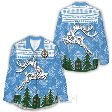 Orrock Clan Christmas Women's Casual Shirt Celtic Reindeer Style - Tartan Vibes Clothing