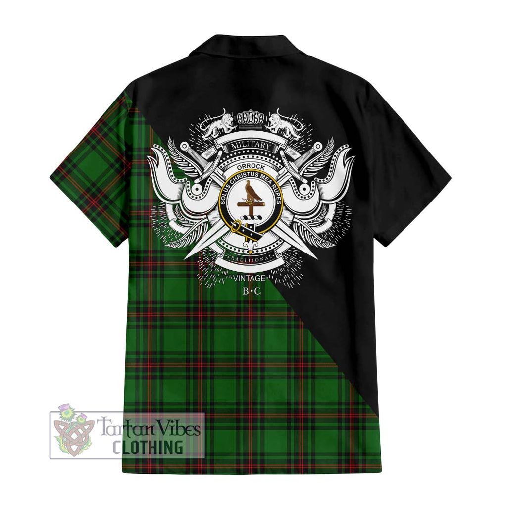 Orrock Tartan Hawaiian Shirt with Family Crest and Military Logo Style - Tartan Vibes Clothing