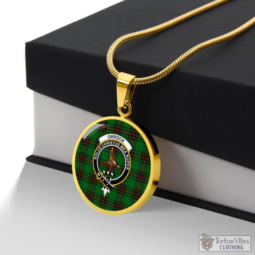 Orrock Tartan Circle Necklace with Family Crest Luxury Necklace (Gold) No - Tartan Vibes Clothing