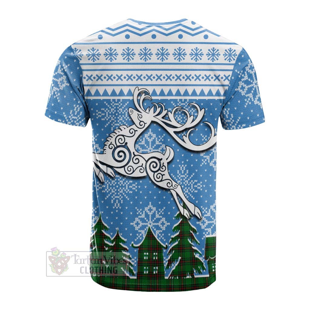 Orrock Clan Christmas Cotton T-shirt Celtic Reindeer Style - Tartan Vibes Clothing