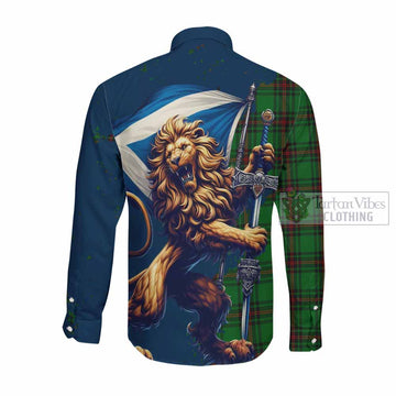 Orrock Tartan Family Crest Long Sleeve Button Shirt with Scottish Majestic Lion Men's Shirt - Tartan Vibes Clothing