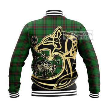 Orrock Tartan Baseball Jacket with Family Crest Celtic Wolf Style - Tartan Vibes Clothing