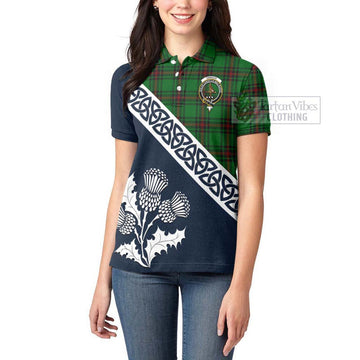 Orrock Tartan Women's Polo Shirt Featuring Thistle and Scotland Map - Tartanvibesclothing Store
