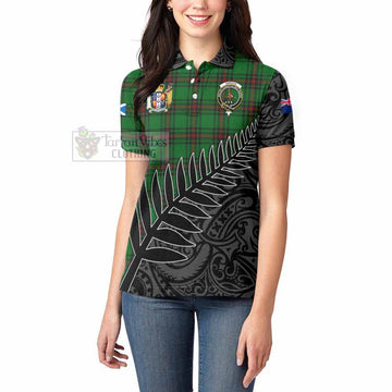 Orrock Crest Tartan Women's Polo Shirt with New Zealand Silver Fern Half Style - Tartan Vibes Clothing