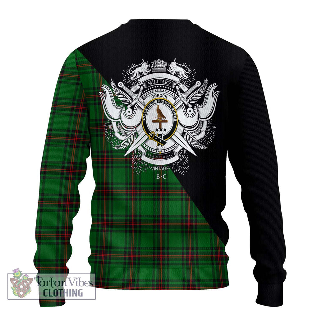 Orrock Tartan Ugly Sweater with Family Crest and Military Logo Style - Tartan Vibes Clothing