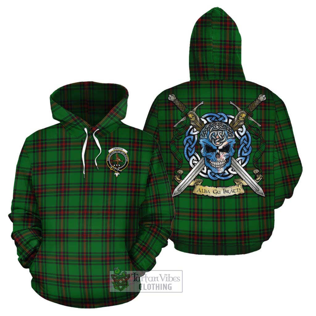 Orrock Tartan Cotton Hoodie with Family Crest Celtic Skull Style Zip Hoodie - Tartan Vibes Clothing