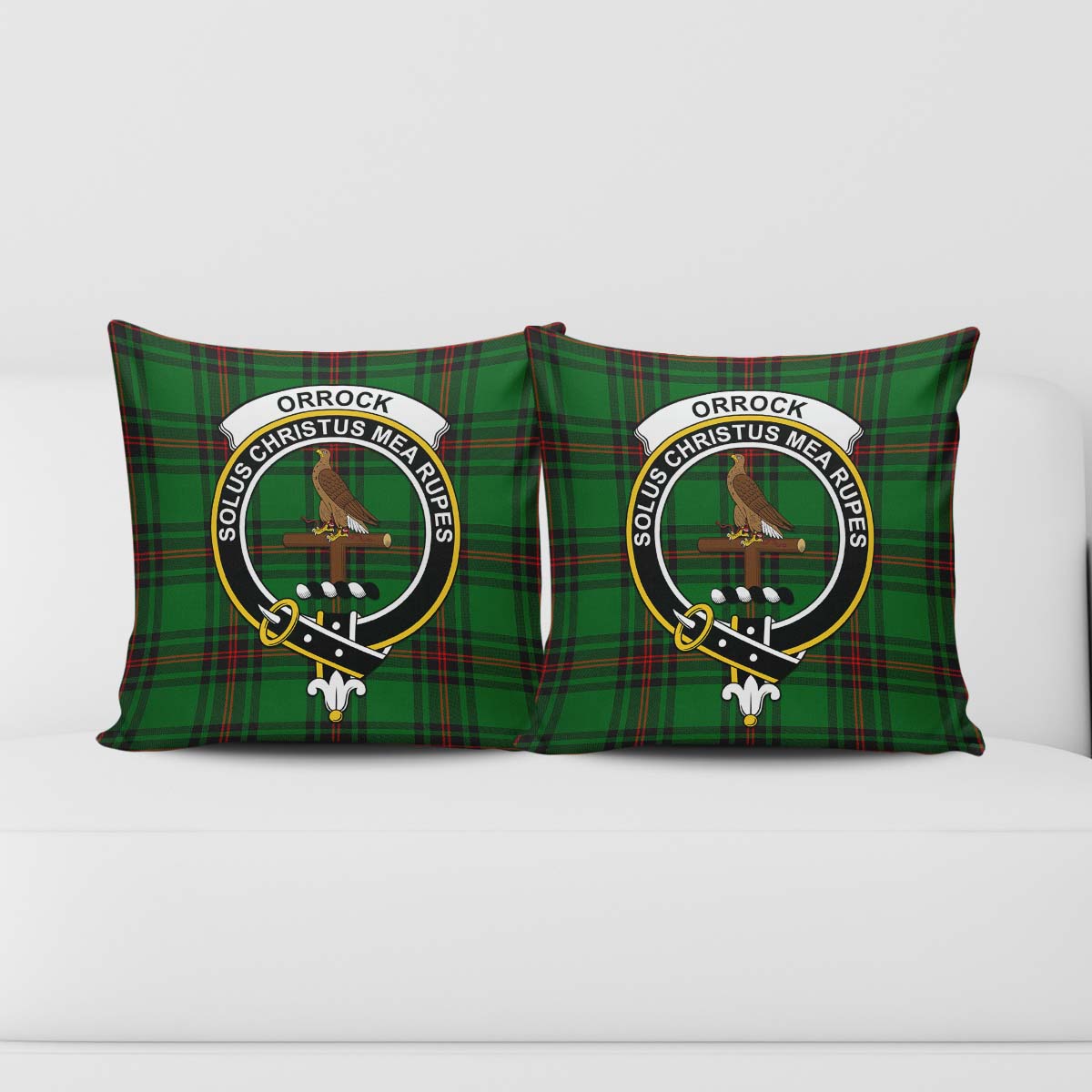 Orrock Tartan Pillow Cover with Family Crest - Tartan Vibes Clothing