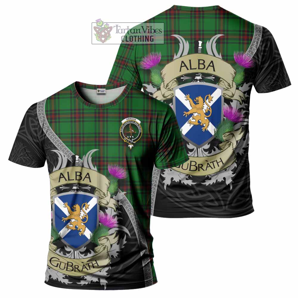 Orrock Tartan Family Crest T-Shirt Lion Rampant Royal Thistle Shield Celtic Inspired - Tartan Vibes Clothing