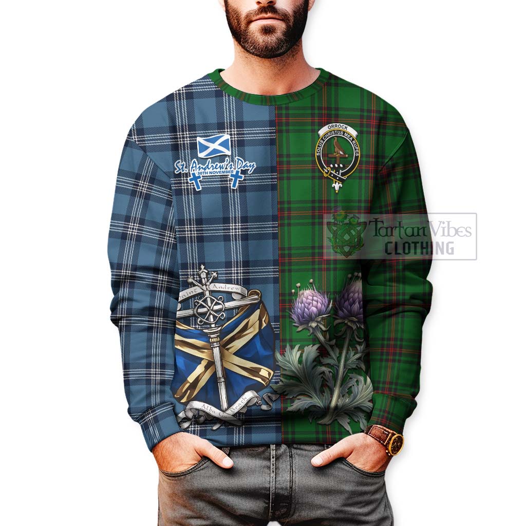 Orrock Tartan Sweatshirt Happy St. Andrew's Day Half Tartan Style - Tartan Vibes Clothing