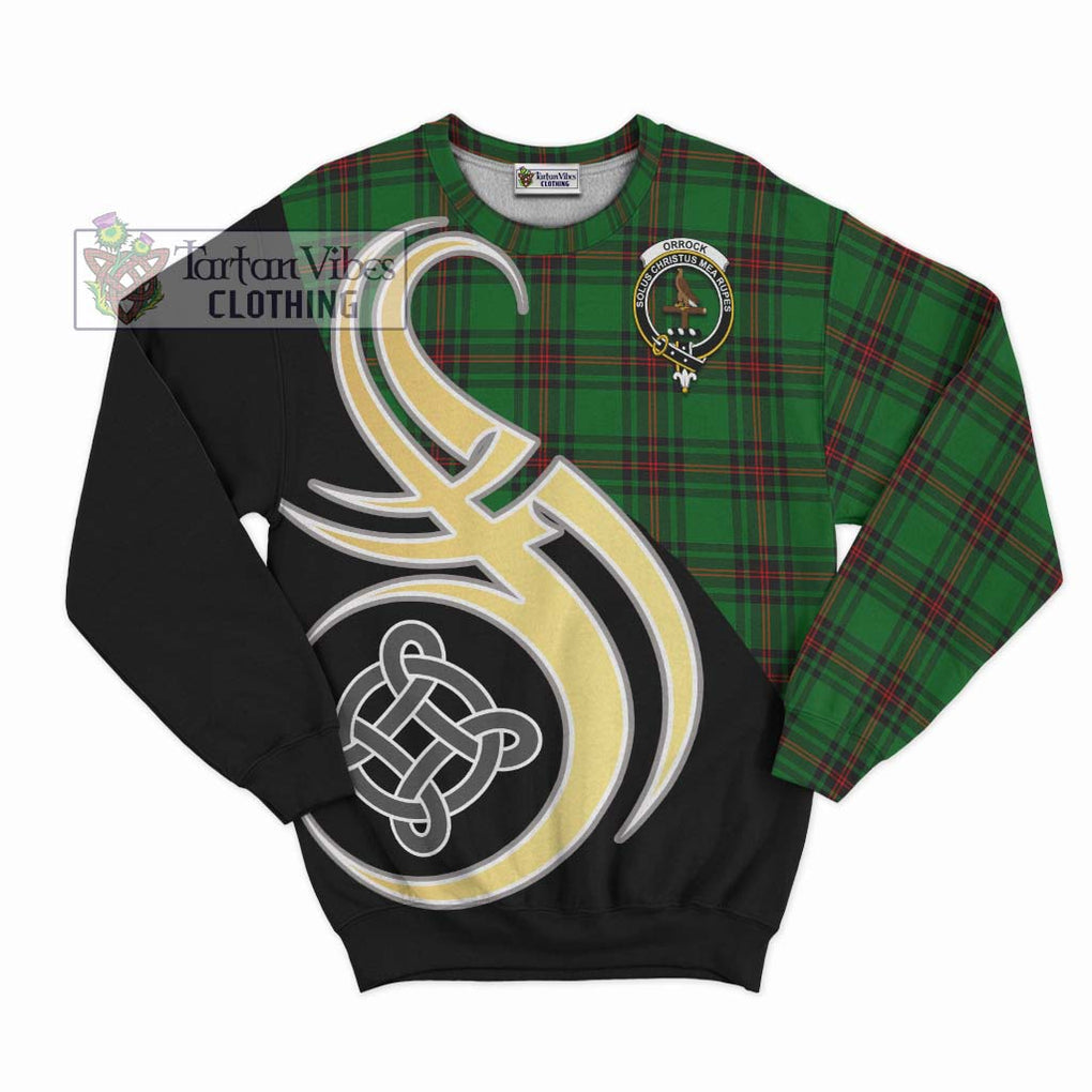 Orrock Tartan Sweatshirt with Family Crest and Celtic Symbol Style - Tartan Vibes Clothing