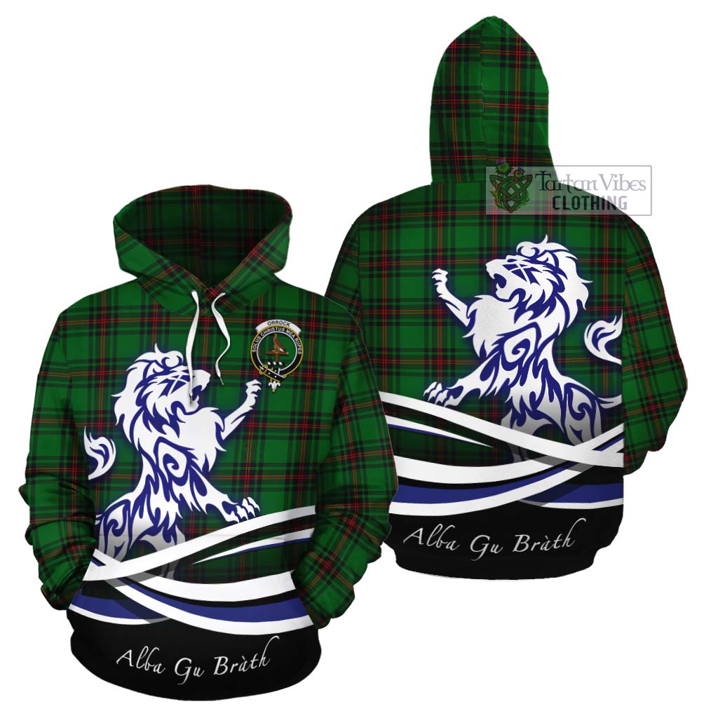 Orrock Tartan Cotton Hoodie with Alba Gu Brath Regal Lion Emblem Zip Hoodie - Tartan Vibes Clothing